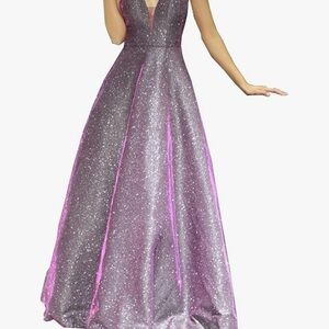 Elegant Purple Glitter Evening Gown
